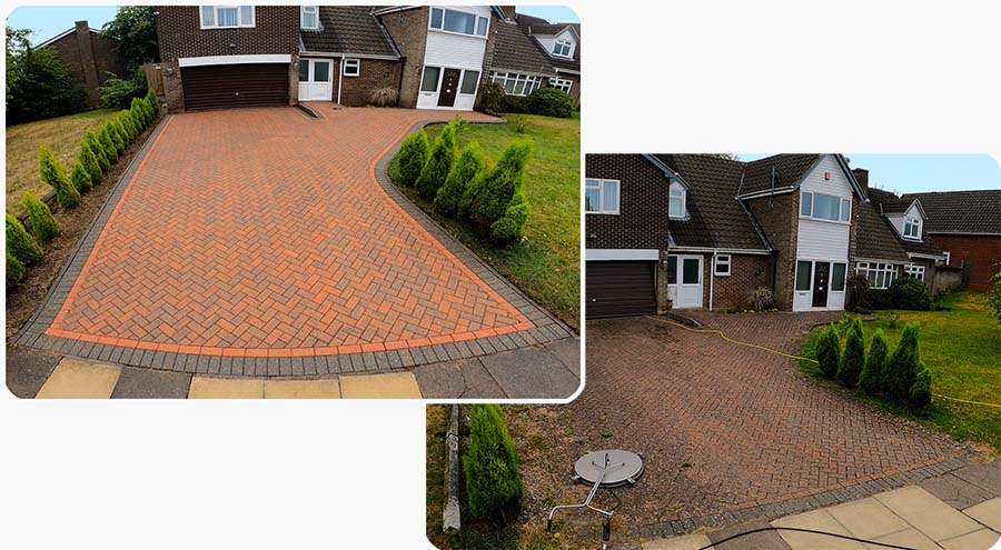 Driveway Cleaning before and after