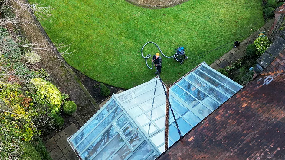 Gutter Cleaning over conservatory in Oldbury