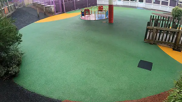 rubber play area safety surface after cleaning